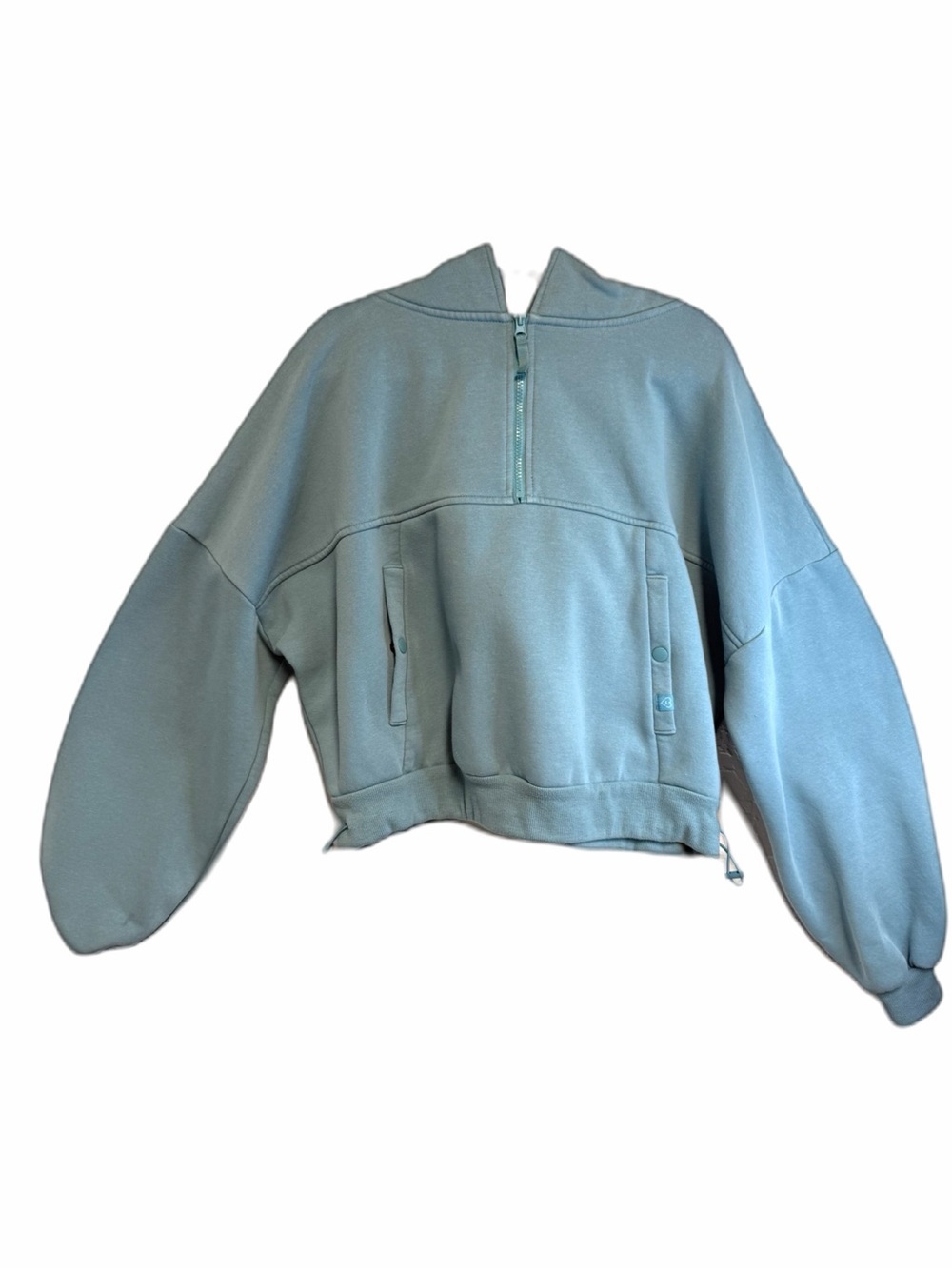 Blogilates Light Blue Half-Zip Cozy Pullover Balloon Sleeves Cropped Hoodie - Picture 2 of 8